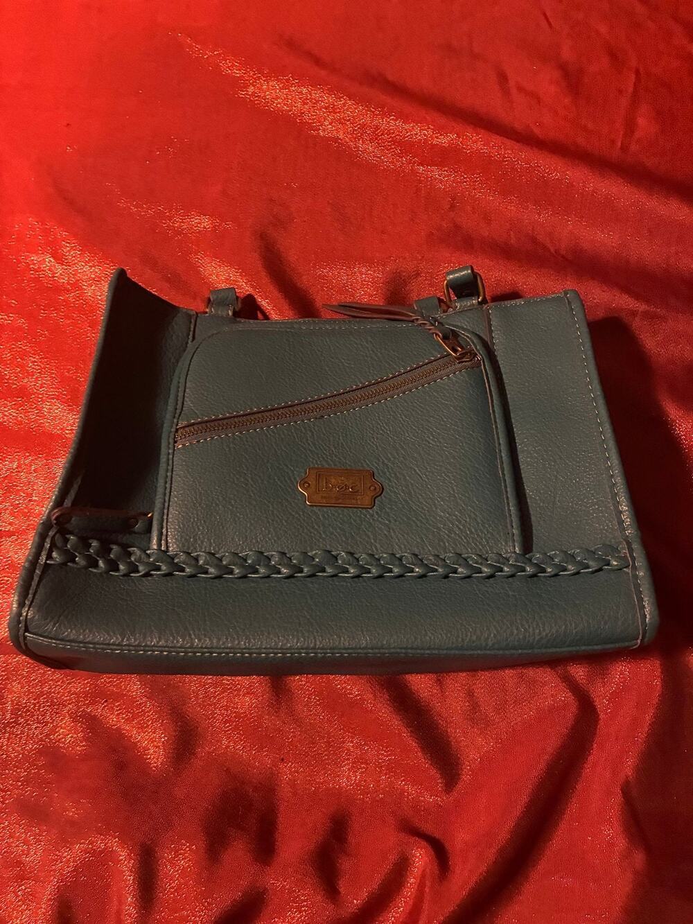 b.o.c Born Concept Bag Womens Teal Leather Tote Shoulder Handbag Zip Pocket